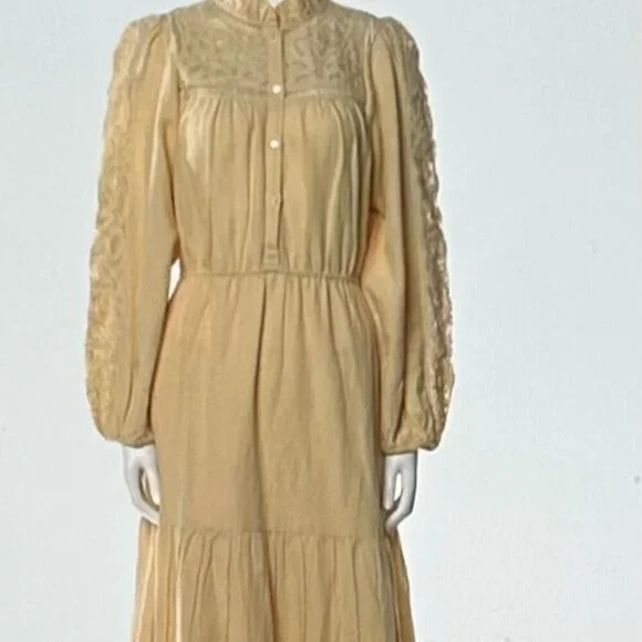 Sezane Mock Neck Long Dress in Neutral Color Size 38/6 - Picture 6 of 10